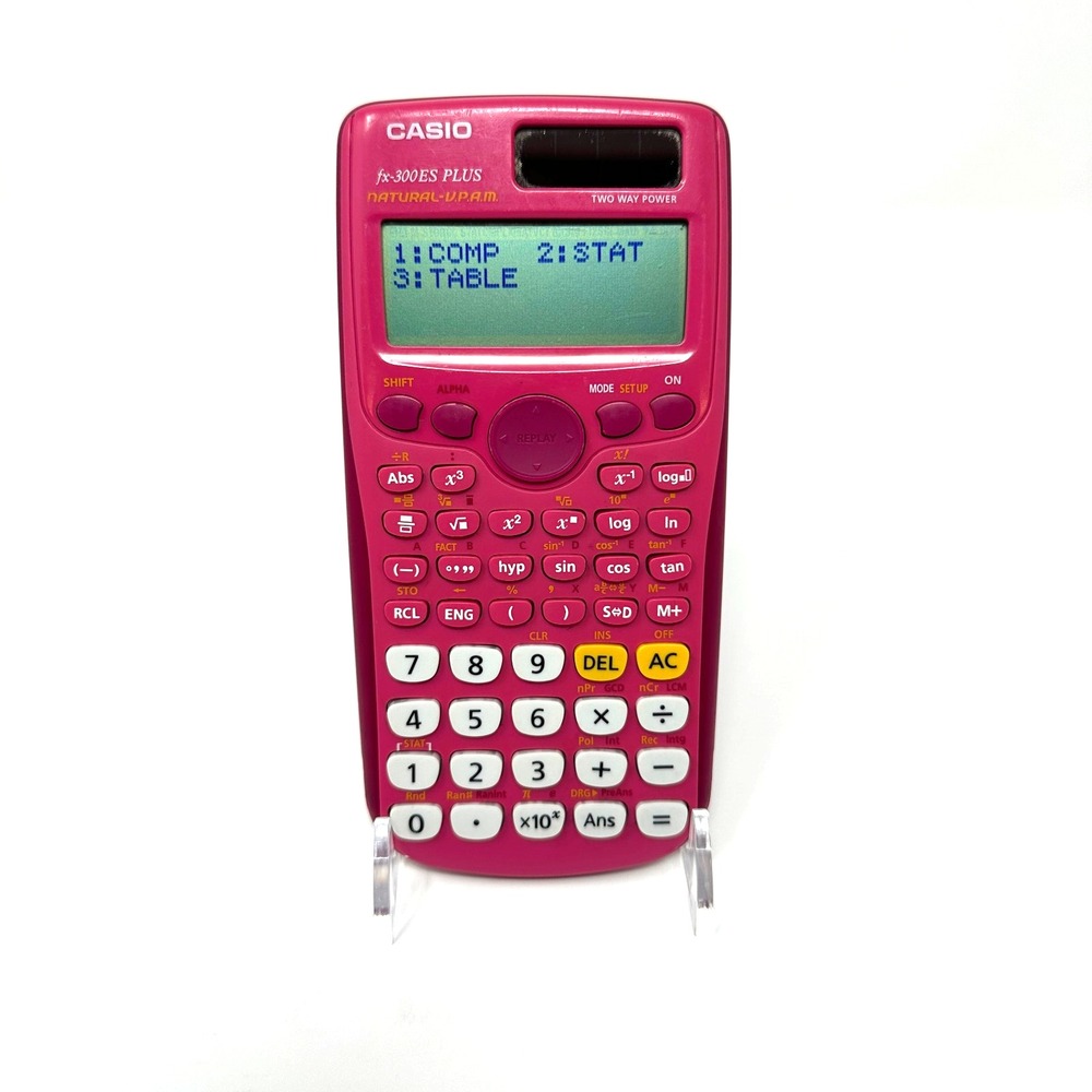 Casio fx-300ES Plus Pink Scientific Calculator Solar Powered Tested Working